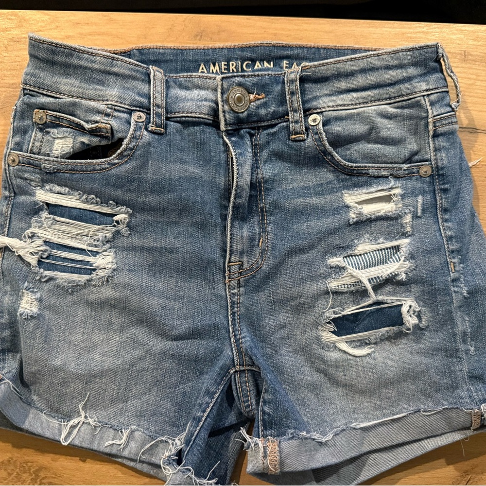 American Eagle Outfitters Ripped Blue Jean Shorts